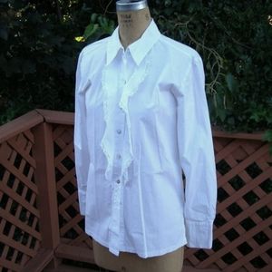 NEW size 8 LAUREN LEE Ladies White Professional Dress shirt Large
